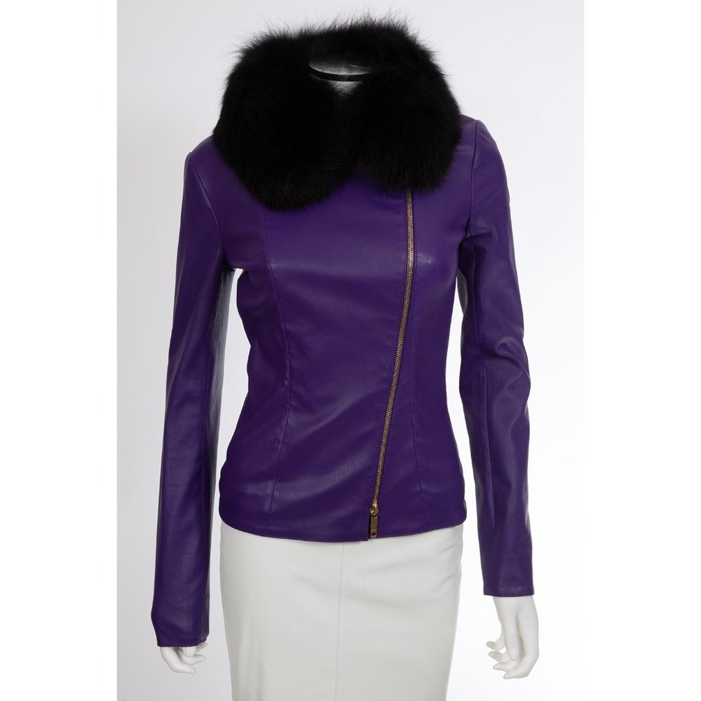 NWOT Jitrois Stretch Lambskin Leather Fox Fur Jacket sz 36 US 4 $5875